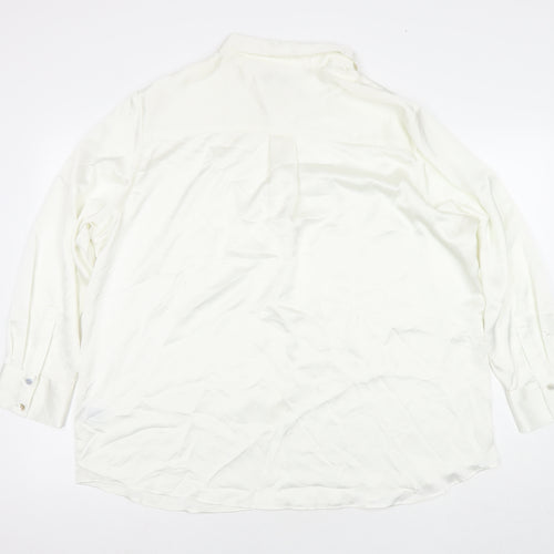 Marks and Spencer Womens White Polyester Basic Button-Up Size 12 Collared