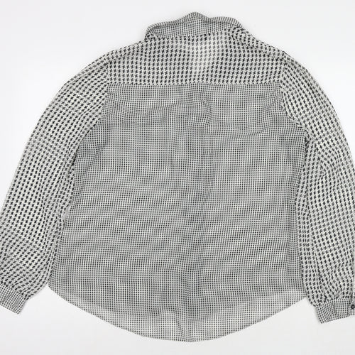 Dorothy Perkins Womens Black Herringbone Polyester Basic Button-Up Size 16 Collared
