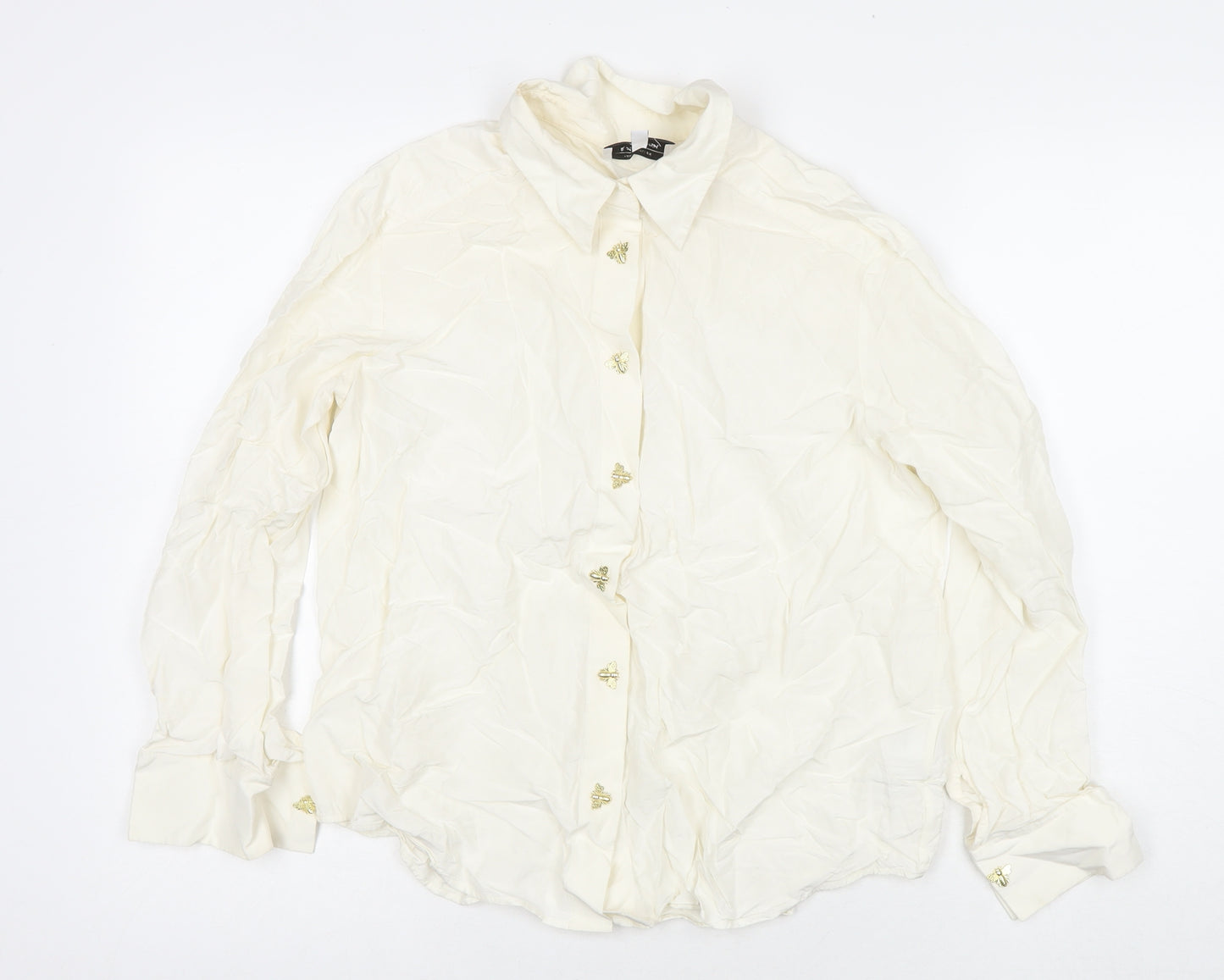 & Other Stories Womens White Viscose Basic Button-Up Size 10 Collared