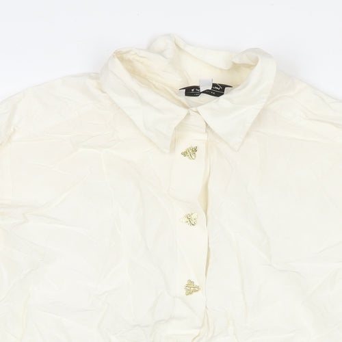 & Other Stories Womens White Viscose Basic Button-Up Size 10 Collared