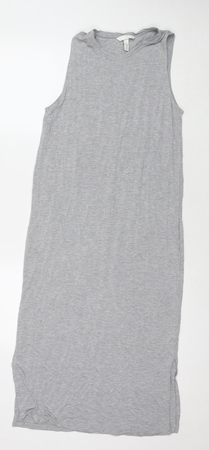 H&M Womens Grey Viscose Tank Dress Size M Round Neck Pullover
