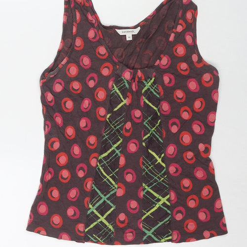 Sandwich Womens Multicoloured Geometric Polyester Basic Tank Size M Round Neck
