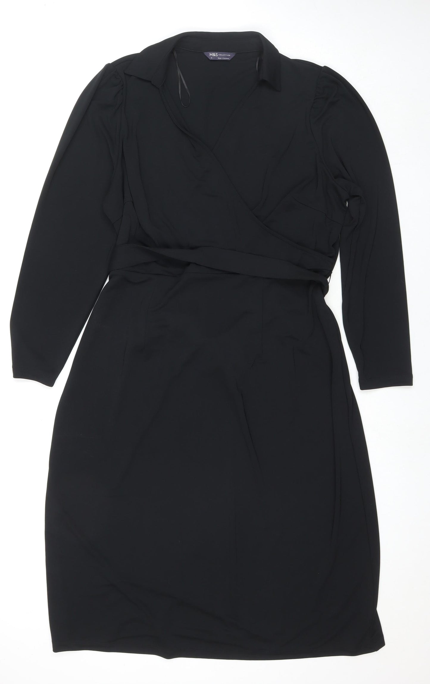 Marks and Spencer Womens Black Polyester Maxi Size 18 Collared Pullover