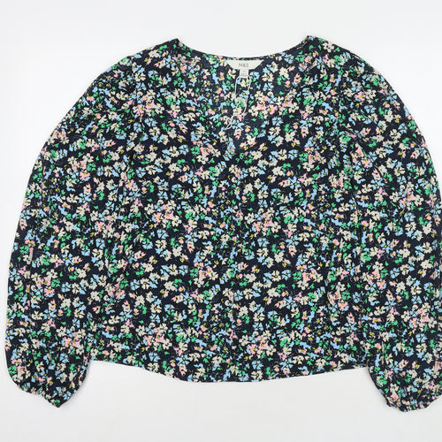 Marks and Spencer Womens Multicoloured Floral Polyester Basic Blouse Size 10 Round Neck