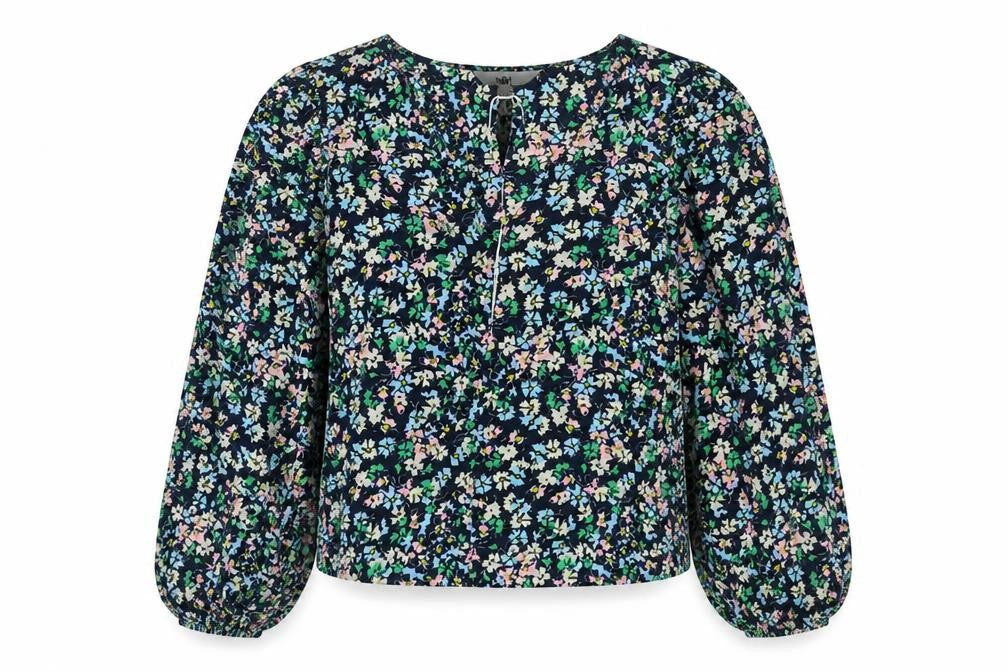Front view of Marks & Spencer women’s multicoloured floral polyester basic blouse, size UK 10, round neck