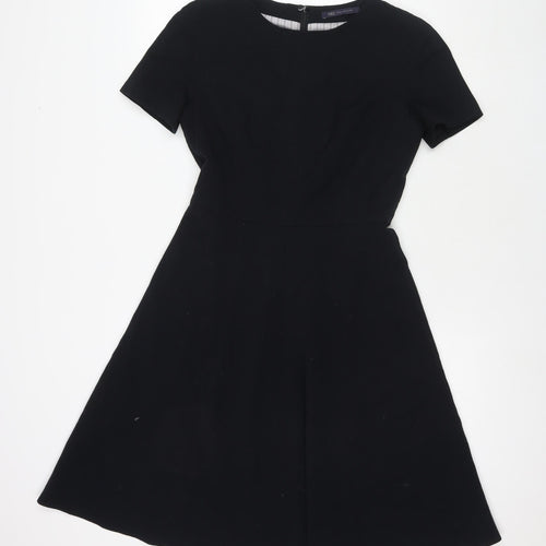 Marks and Spencer Womens Black Polyester Shift Size 8 Round Neck Zip