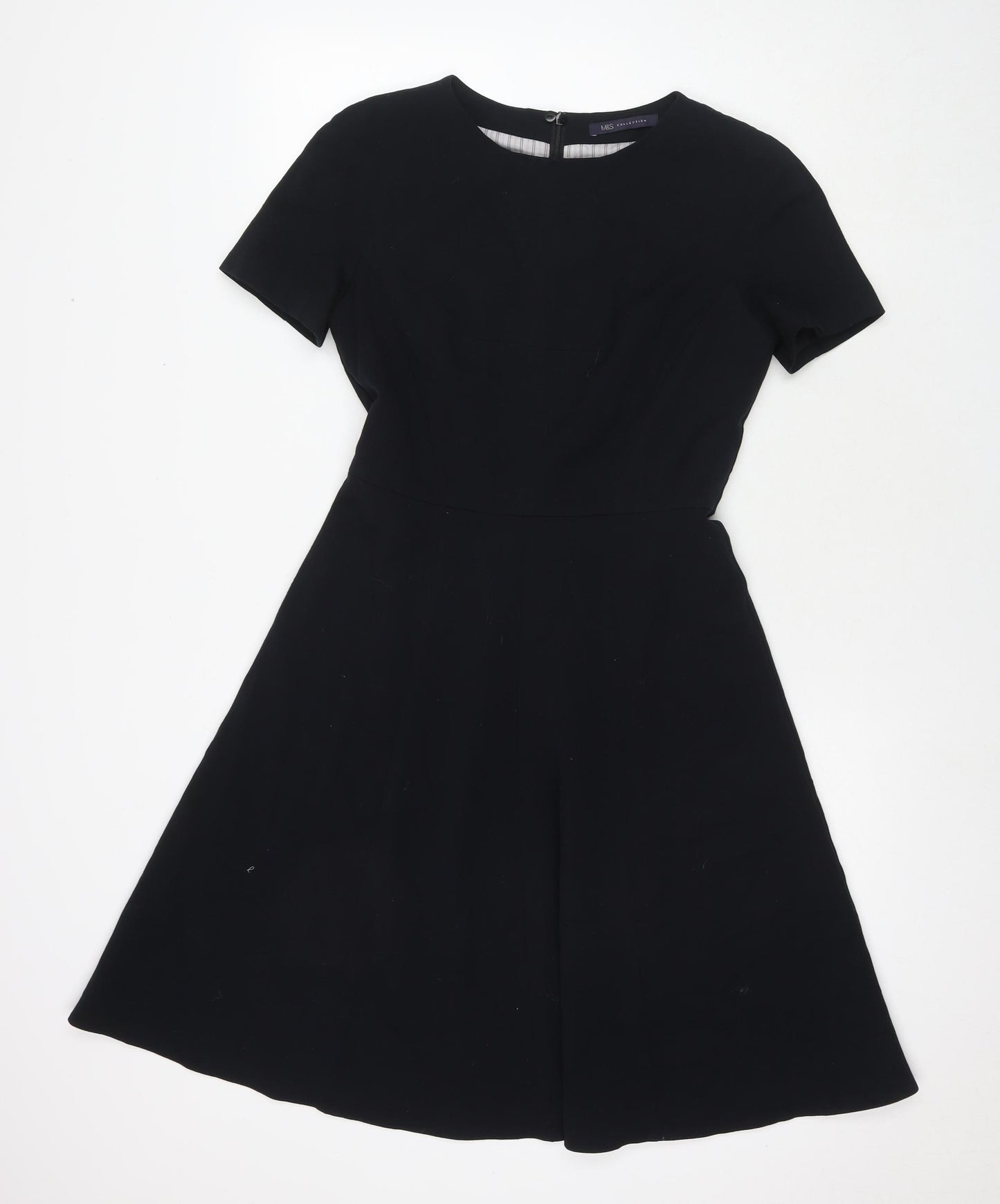 Marks and Spencer Womens Black Polyester Shift Size 8 Round Neck Zip