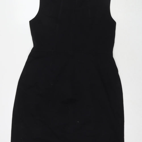 Marks and Spencer Womens Black Polyester A-Line Size 16 Round Neck Zip