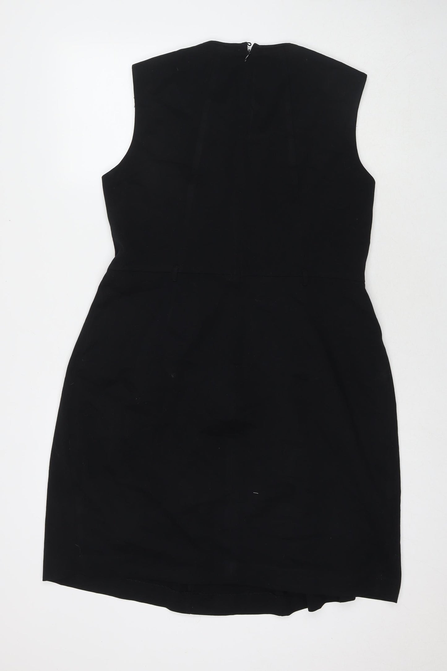 Marks and Spencer Womens Black Polyester A-Line Size 16 Round Neck Zip
