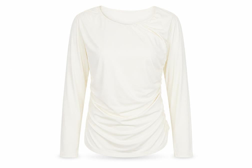 Front view of Marks & Spencer women’s white polyester basic blouse, size UK 24, round neck