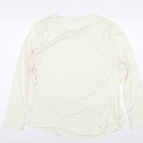 Marks and Spencer Womens White Polyester Basic Blouse Size 24 Round Neck