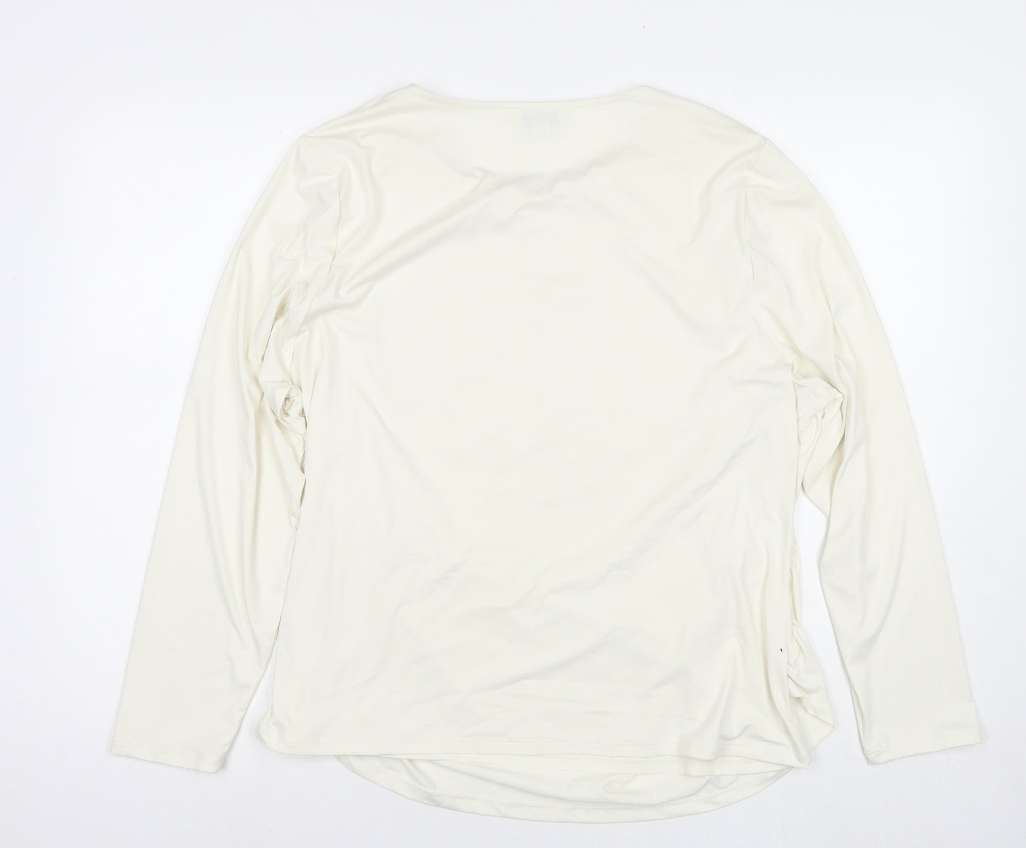 Marks and Spencer Womens White Polyester Basic Blouse Size 24 Round Neck