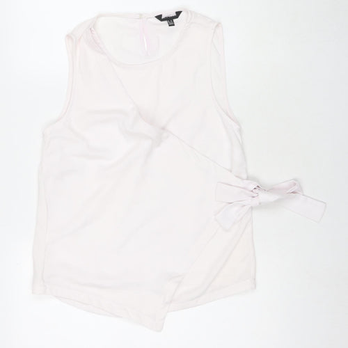 New Look Womens White Polyester Basic Tank Size 12 Round Neck