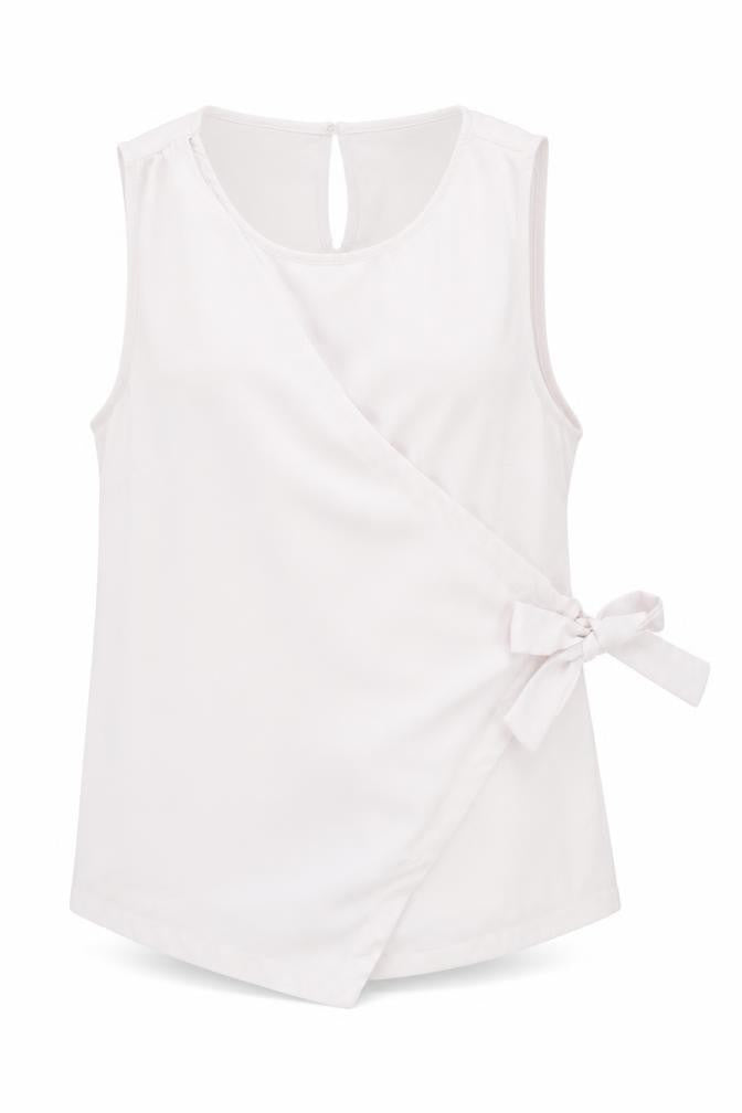 Front view of New Look women’s white polyester basic tank, size UK 12, round neck