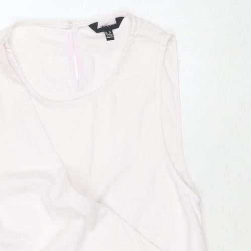 New Look Womens White Polyester Basic Tank Size 12 Round Neck