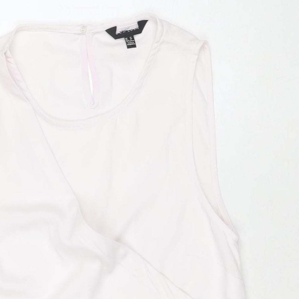 New Look Womens White Polyester Basic Tank Size 12 Round Neck