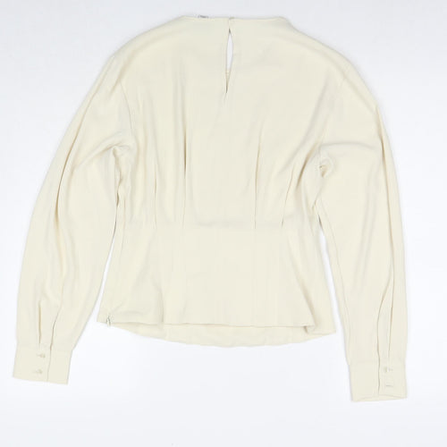 Marks and Spencer Womens Ivory Polyester Basic Blouse Size 10 Round Neck