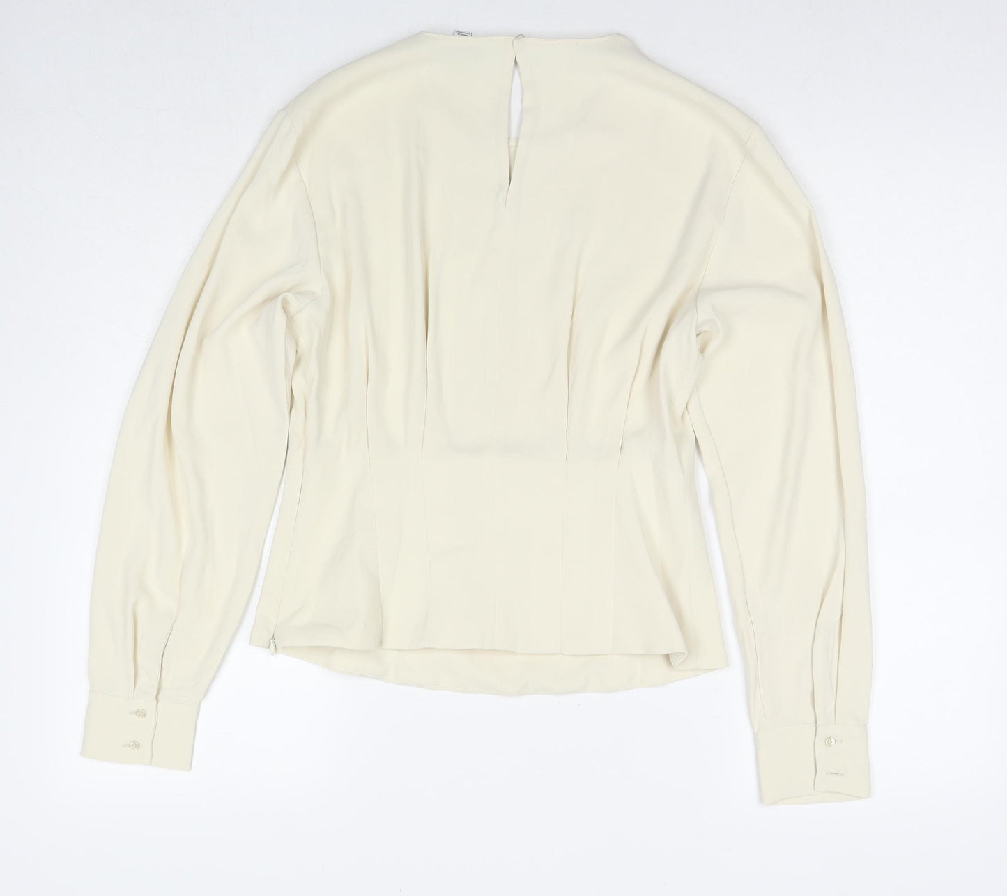 Marks and Spencer Womens Ivory Polyester Basic Blouse Size 10 Round Neck