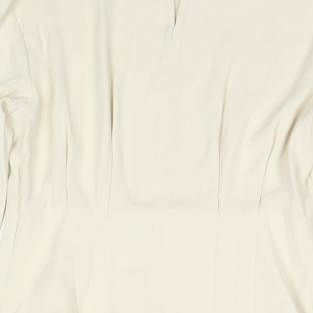 Marks and Spencer Womens Ivory Polyester Basic Blouse Size 10 Round Neck