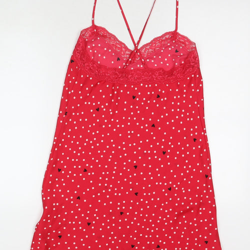 Marks and Spencer Womens Red Polka Dot Polyester Babydoll Dress Size 10 - Hearts