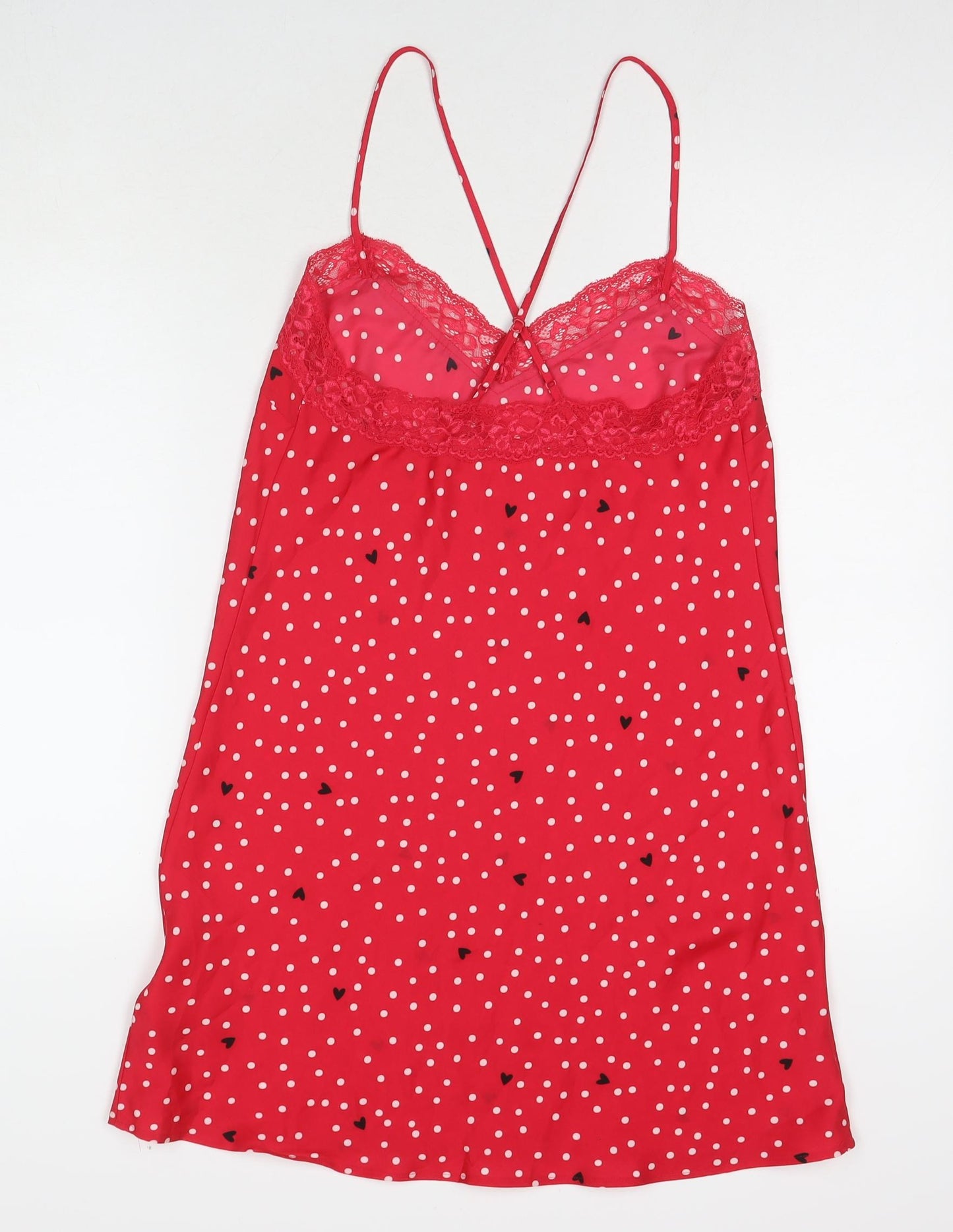 Marks and Spencer Womens Red Polka Dot Polyester Babydoll Dress Size 10 - Hearts