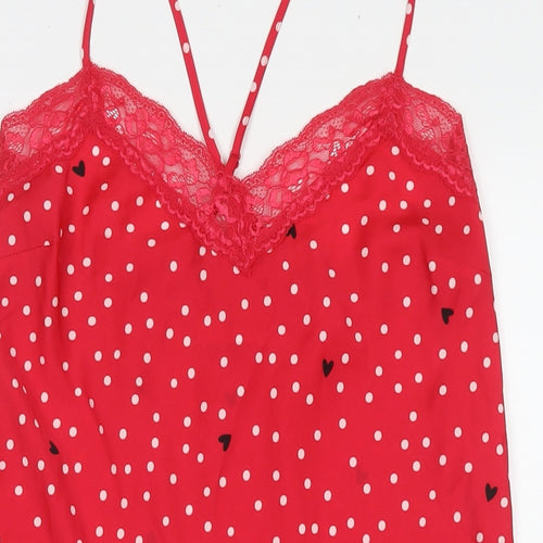 Marks and Spencer Womens Red Polka Dot Polyester Babydoll Dress Size 10 - Hearts