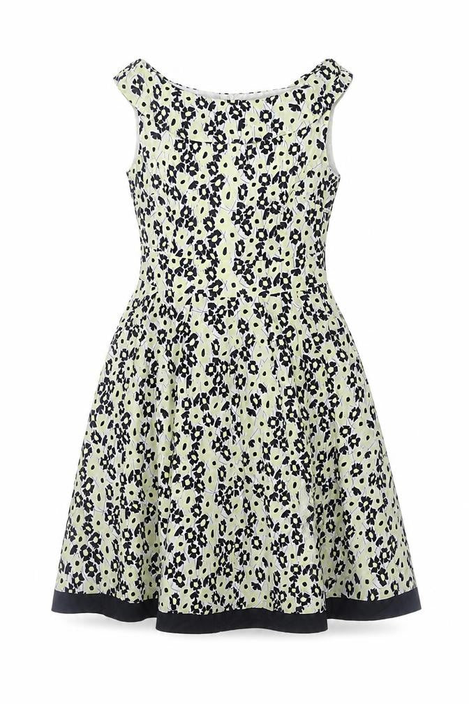 Front view of Principles women’s multicoloured floral cotton fit & flare, size UK 12, round neck zip