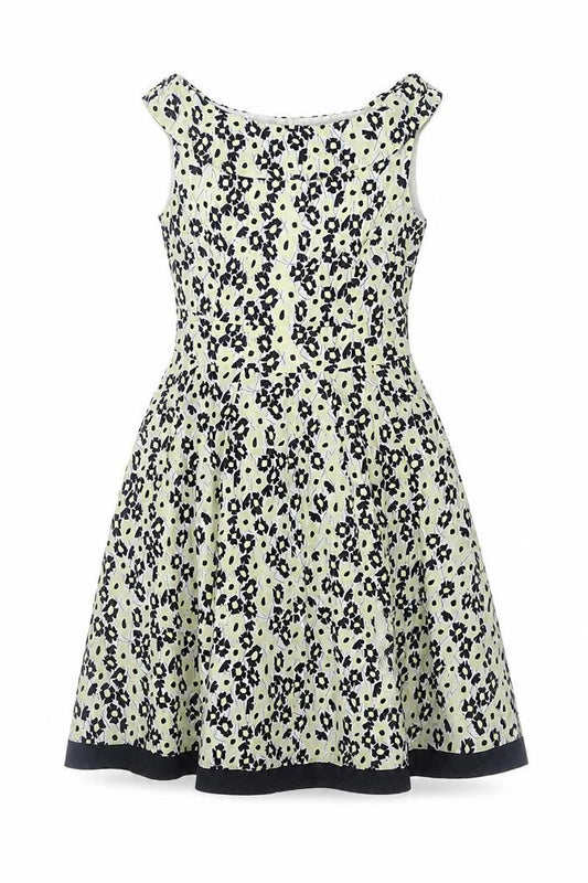 Front view of Principles women’s multicoloured floral cotton fit & flare, size UK 12, round neck zip