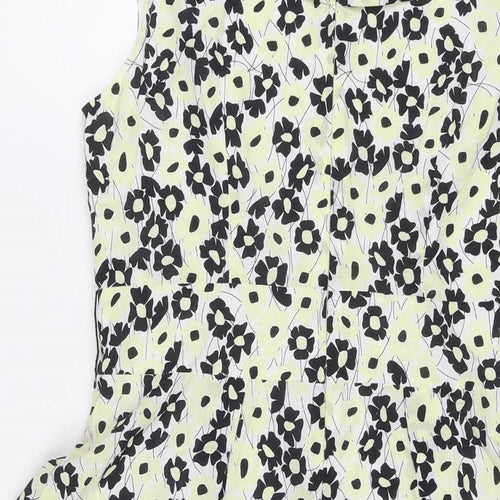 Principles Womens Multicoloured Floral Cotton Fit & Flare Size 12 Round Neck Zip