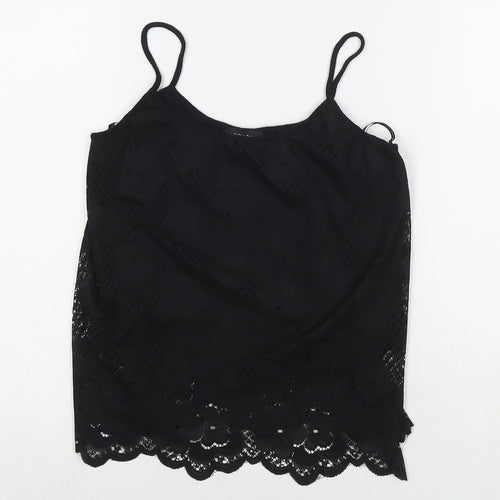 New Look Womens Black Polyester Basic Tank Size 12 Round Neck