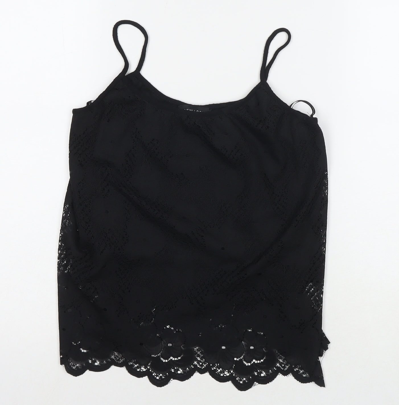 New Look Womens Black Polyester Basic Tank Size 12 Round Neck