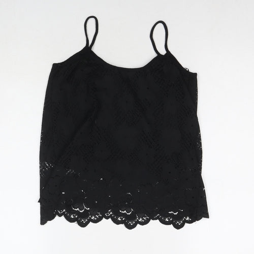 New Look Womens Black Polyester Basic Tank Size 12 Round Neck