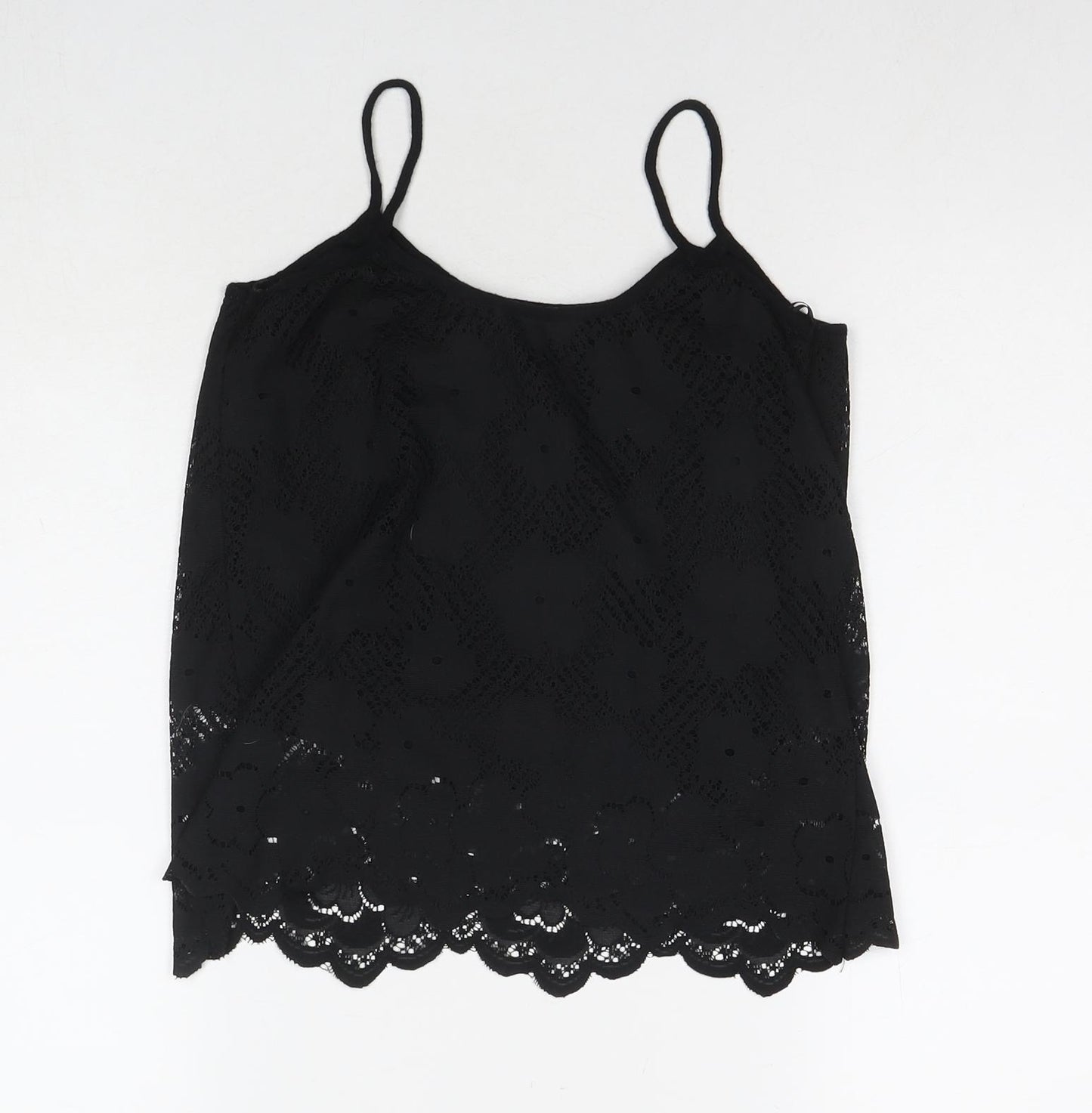 New Look Womens Black Polyester Basic Tank Size 12 Round Neck