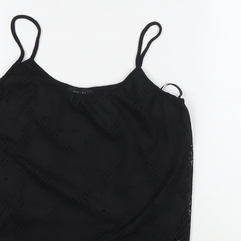 New Look Womens Black Polyester Basic Tank Size 12 Round Neck