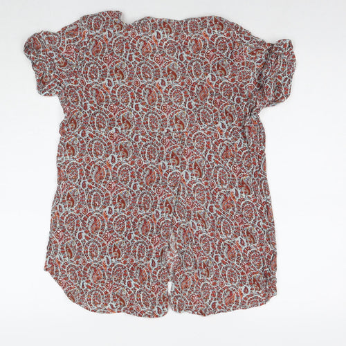 Fat Face Womens Multicoloured Paisley Viscose Basic Blouse Size 12 Round Neck