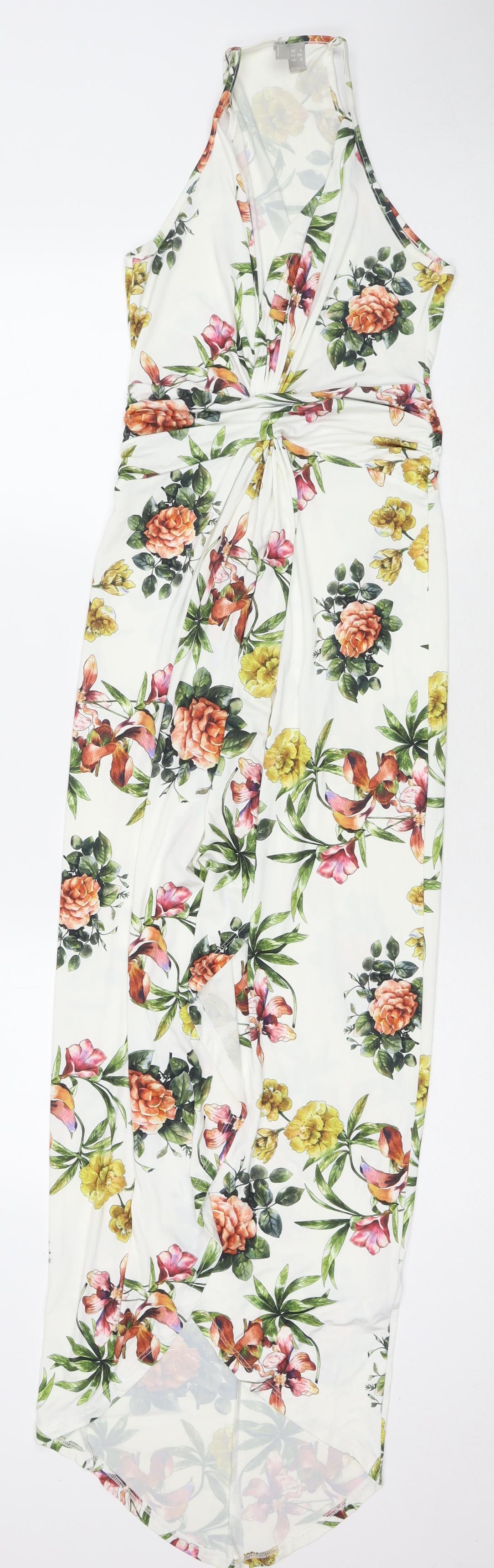 ASOS Womens Multicoloured Floral Polyester Maxi Size 6 V-Neck Pullover