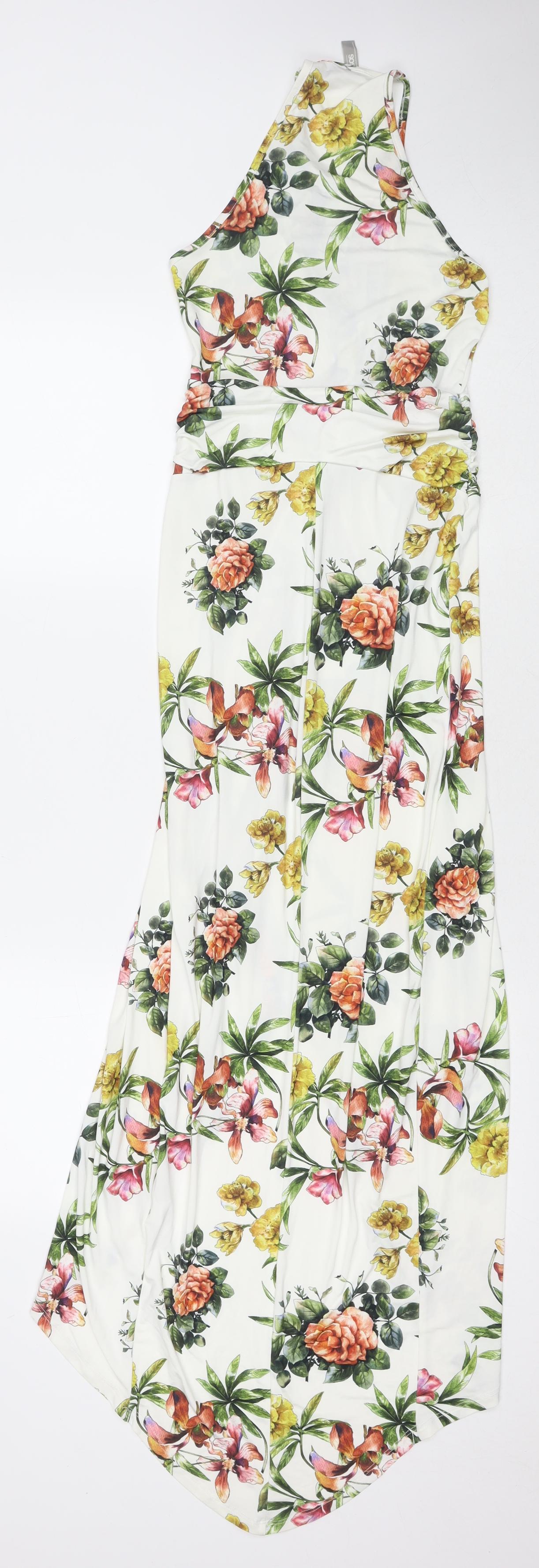 ASOS Womens Multicoloured Floral Polyester Maxi Size 6 V-Neck Pullover