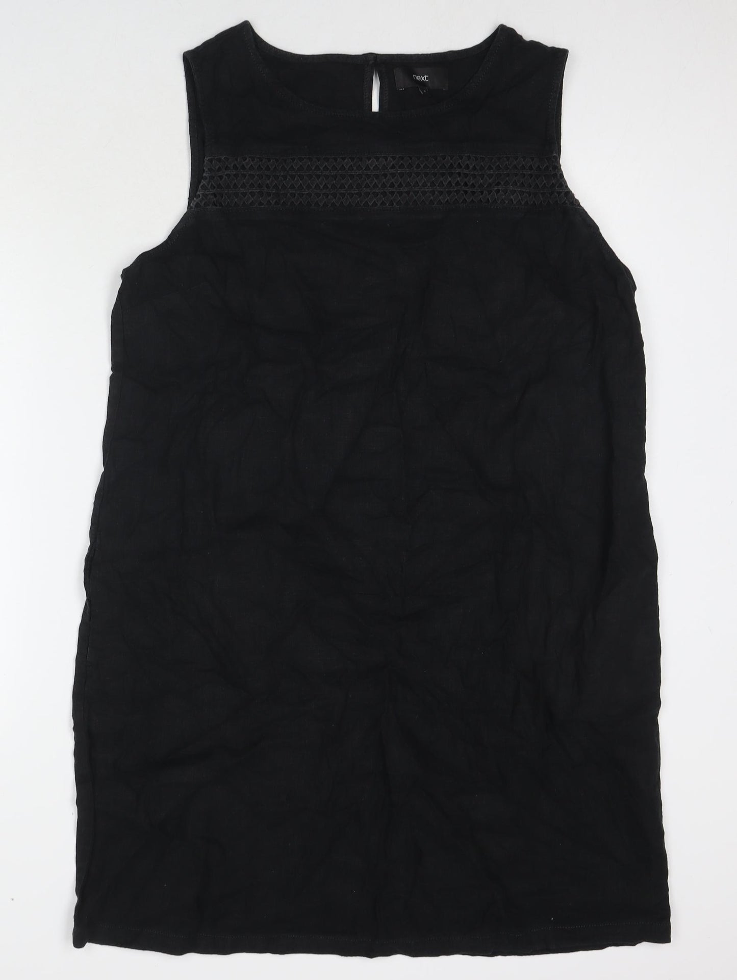 Marks and Spencer Womens Black Linen A-Line Size 16 Round Neck Pullover