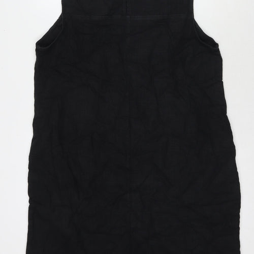 Marks and Spencer Womens Black Linen A-Line Size 16 Round Neck Pullover