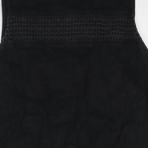 Marks and Spencer Womens Black Linen A-Line Size 16 Round Neck Pullover