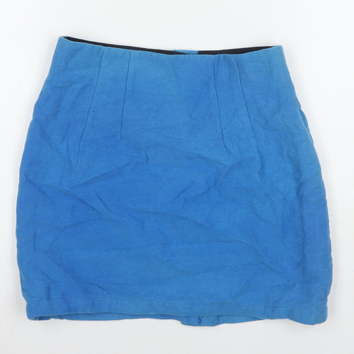 Laurel Womens Blue Wool Mini Skirt Size 8 Zip