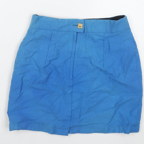 Laurel Womens Blue Wool Mini Skirt Size 8 Zip