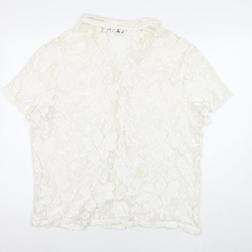 ASOS Mens White Cotton Button-Up Size L Collared Button