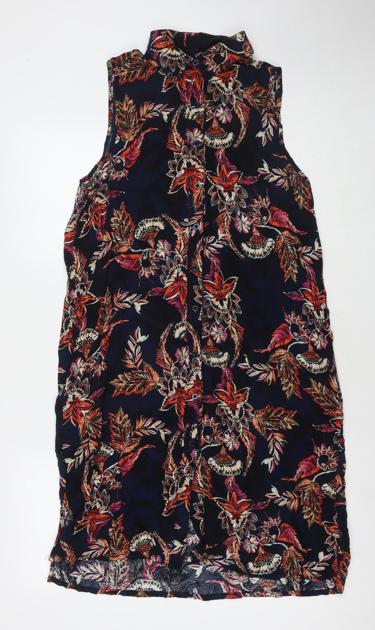 Oakridge Womens Multicoloured Floral Viscose Shirt Dress Size 16 Collared Button