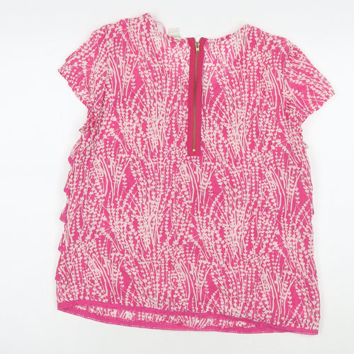 Monsoon Womens Pink Floral Polyester Basic Blouse Size 12 Round Neck