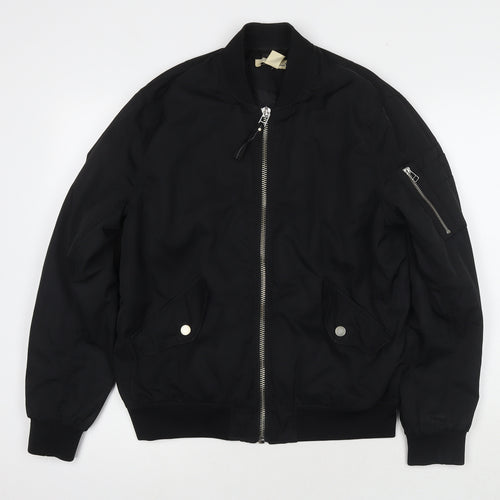 H&M Womens Black Bomber Jacket Jacket Size 8 Zip