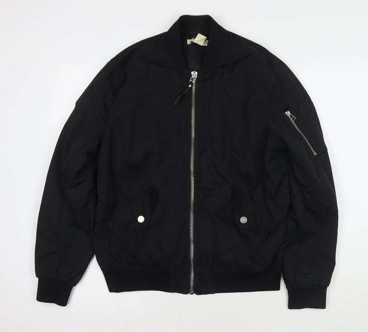 H&M Womens Black Bomber Jacket Jacket Size 8 Zip