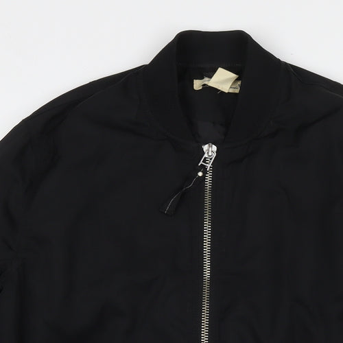 H&M Womens Black Bomber Jacket Jacket Size 8 Zip