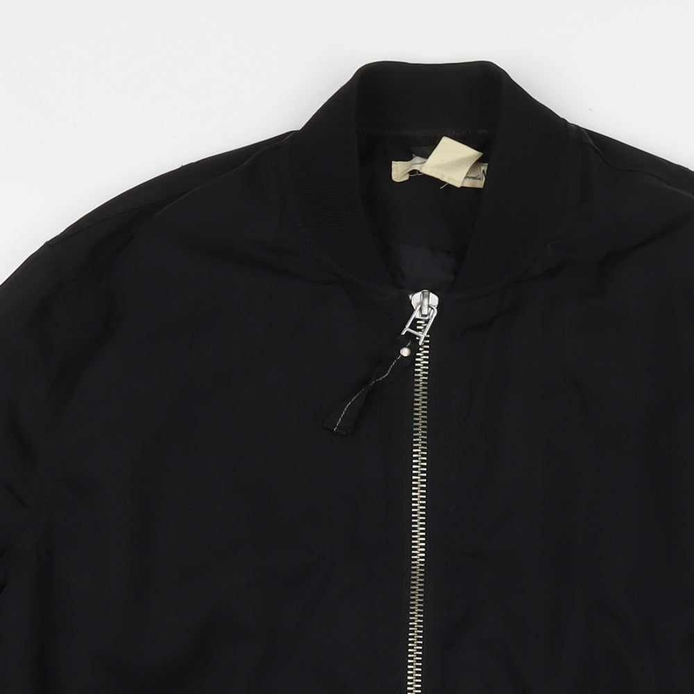 H&M Womens Black Bomber Jacket Jacket Size 8 Zip
