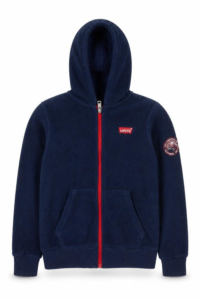 Front view of Levi's boys’ blue jacket, size 10, years zip